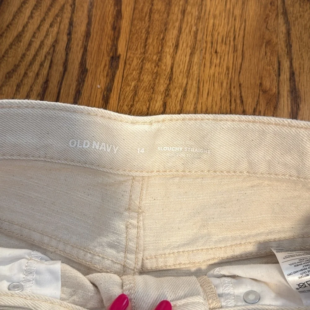 Old Navy Girls Slouchy Straight White Jeans